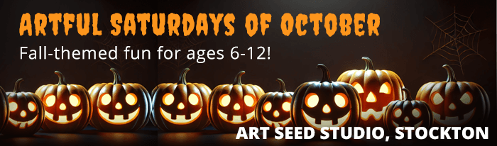 Each Saturday in October brings a new art project idea with a Halloween or fall theme for young artists to build their skills and customize with their own creative style and interest. Each artist will bring home a mini-masterpiece to showcase their talent each session. You can register for an individual Saturday or all 4.